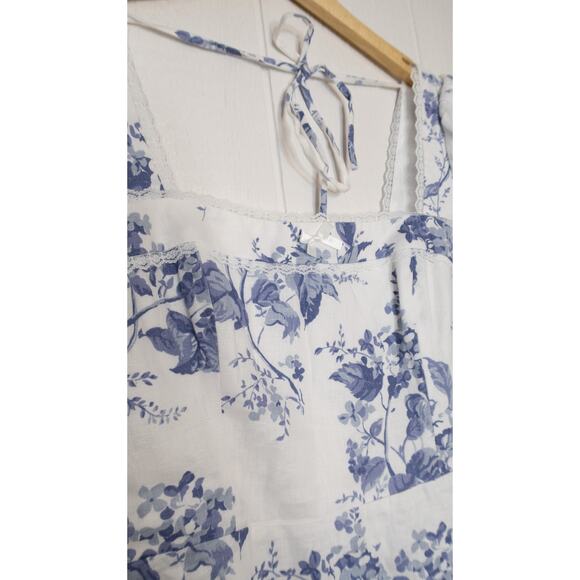 REFORMATION Evianna Linen Blue & White Toile Puff Sleeve Mini Dress US 10 NWT - Picture 11 of 14